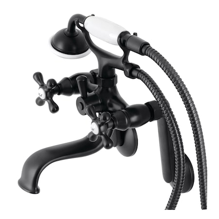 Kingston Brass KS229MB Tub Wall Mount Clawfoot Tub Faucet with Hand Shower, Matte Black KS229MB